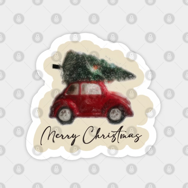 Retro Christmas Truck Sticker by canvaslady